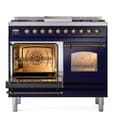 Nostalgie II 40 UPD40FNMPMBB Freestanding Dual Fuel Range with 6 Sealed Burners with Griddle Double Oven with Triple Glass Door with Bronze knobs view 4