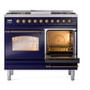 Nostalgie II 40 UPD40FNMPMBB Freestanding Dual Fuel Range with 6 Sealed Burners with Griddle Double Oven with Triple Glass Door with Bronze knobs view 5