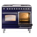 Nostalgie II 40 UPD40FNMPMBC Freestanding Dual Fuel Range with 6 Sealed Burners with Griddle Double Oven with Triple Glass Door with Chrome knobs view 5