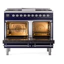 Nostalgie II 40 UPD40FNMPMBC Freestanding Dual Fuel Range with 6 Sealed Burners with Griddle Double Oven with Triple Glass Door with Chrome knobs view 3