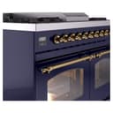 Nostalgie II 40 UPD40FNMPMBG Freestanding Dual Fuel Range with 6 Sealed Burners with Griddle Double Oven with Triple Glass Door with Brass knobs view 7
