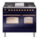 Nostalgie II 40 UPD40FNMPMBP Freestanding Dual Fuel Range with 6 Sealed Burners with Griddle Double Oven with Triple Glass Door with Copper knobs view 1