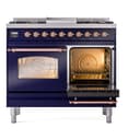 Nostalgie II 40 UPD40FNMPMBP Freestanding Dual Fuel Range with 6 Sealed Burners with Griddle Double Oven with Triple Glass Door with Copper knobs view 5