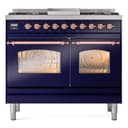 Nostalgie II 40 UPD40FNMPMBP Freestanding Dual Fuel Range with 6 Sealed Burners with Griddle Double Oven with Triple Glass Door with Copper knobs view 2