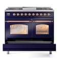 Nostalgie II 40 UPD40FNMPMBP Freestanding Dual Fuel Range with 6 Sealed Burners with Griddle Double Oven with Triple Glass Door with Copper knobs view 6