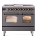 Nostalgie II 40 UPD40FNMPMGB Freestanding Dual Fuel Range with 6 Sealed Burners with Griddle Double Oven with Triple Glass Door with Bronze knobs view 2