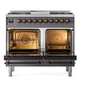 Nostalgie II 40 UPD40FNMPMGB Freestanding Dual Fuel Range with 6 Sealed Burners with Griddle Double Oven with Triple Glass Door with Bronze knobs view 3