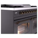 Nostalgie II 40 UPD40FNMPMGB Freestanding Dual Fuel Range with 6 Sealed Burners with Griddle Double Oven with Triple Glass Door with Bronze knobs view 7