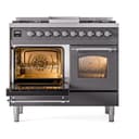 Nostalgie II 40 UPD40FNMPMGC Freestanding Dual Fuel Range with 6 Sealed Burners with Griddle Double Oven with Triple Glass Door with Chrome knobs view 4