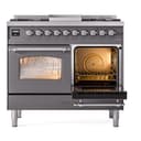 Nostalgie II 40 UPD40FNMPMGC Freestanding Dual Fuel Range with 6 Sealed Burners with Griddle Double Oven with Triple Glass Door with Chrome knobs view 5
