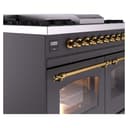 Nostalgie II 40 UPD40FNMPMGG Freestanding Dual Fuel Range with 6 Sealed Burners with Griddle Double Oven with Triple Glass Door with Brass knobs view 7