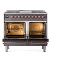 Nostalgie II 40 UPD40FNMPMGP Freestanding Dual Fuel Range with 6 Sealed Burners with Griddle Double Oven with Triple Glass Door with Copper knobs view 3