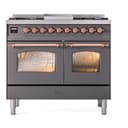 Nostalgie II 40 UPD40FNMPMGP Freestanding Dual Fuel Range with 6 Sealed Burners with Griddle Double Oven with Triple Glass Door with Copper knobs view 2