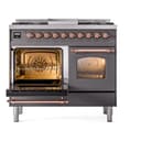 Nostalgie II 40 UPD40FNMPMGP Freestanding Dual Fuel Range with 6 Sealed Burners with Griddle Double Oven with Triple Glass Door with Copper knobs view 4