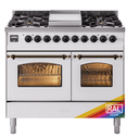 Nostalgie II 40 UPD40FNMPRAB Freestanding Dual Fuel Range with 6 Sealed Burners with Griddle Double Oven with Triple Glass Door with Bronze knobs view 1