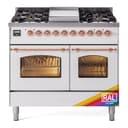 Nostalgie II 40 UPD40FNMPRAP Freestanding Dual Fuel Range with 6 Sealed Burners with Griddle Double Oven with Triple Glass Door with Copper knobs view 1