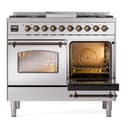 Nostalgie II 40 UPD40FNMPSSB Freestanding Dual Fuel Range with 6 Sealed Burners with Griddle Double Oven with Triple Glass Door with Bronze knobs view 5
