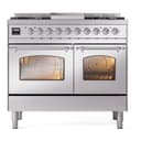 Nostalgie II 40 UPD40FNMPSSC Freestanding Dual Fuel Range with 6 Sealed Burners with Griddle Double Oven with Triple Glass Door with Chrome knobs view 2