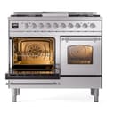 Nostalgie II 40 UPD40FNMPSSC Freestanding Dual Fuel Range with 6 Sealed Burners with Griddle Double Oven with Triple Glass Door with Chrome knobs view 4