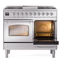 Nostalgie II 40 UPD40FNMPSSC Freestanding Dual Fuel Range with 6 Sealed Burners with Griddle Double Oven with Triple Glass Door with Chrome knobs view 5