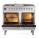 Nostalgie II 40 UPD40FNMPSSC Freestanding Dual Fuel Range with 6 Sealed Burners with Griddle Double Oven with Triple Glass Door with Chrome knobs view 3