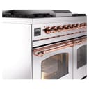Nostalgie II 40 UPD40FNMPSSP Freestanding Dual Fuel Range with 6 Sealed Burners with Griddle Double Oven with Triple Glass Door with Copper knobs view 7