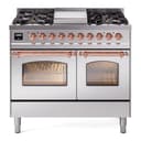 Nostalgie II 40 UPD40FNMPSSP Freestanding Dual Fuel Range with 6 Sealed Burners with Griddle Double Oven with Triple Glass Door with Copper knobs view 1