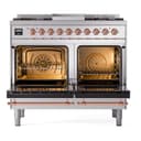 Nostalgie II 40 UPD40FNMPSSP Freestanding Dual Fuel Range with 6 Sealed Burners with Griddle Double Oven with Triple Glass Door with Copper knobs view 3