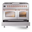 Nostalgie II 40 UPD40FNMPSSP Freestanding Dual Fuel Range with 6 Sealed Burners with Griddle Double Oven with Triple Glass Door with Copper knobs view 6