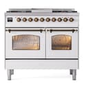 Nostalgie II 40 UPD40FNMPWHB Freestanding Dual Fuel Range with 6 Sealed Burners with Griddle Double Oven with Triple Glass Door with Bronze knobs view 2
