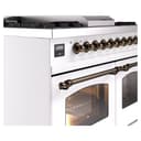 Nostalgie II 40 UPD40FNMPWHB Freestanding Dual Fuel Range with 6 Sealed Burners with Griddle Double Oven with Triple Glass Door with Bronze knobs view 7