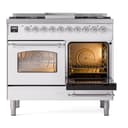 Nostalgie II 40 UPD40FNMPWHC Freestanding Dual Fuel Range with 6 Sealed Burners with Griddle Double Oven with Triple Glass Door with Chrome knobs view 5