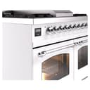 Nostalgie II 40 UPD40FNMPWHC Freestanding Dual Fuel Range with 6 Sealed Burners with Griddle Double Oven with Triple Glass Door with Chrome knobs view 7