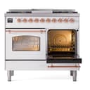 Nostalgie II 40 UPD40FNMPWHP Freestanding Dual Fuel Range with 6 Sealed Burners with Griddle Double Oven with Triple Glass Door with Copper knobs view 5