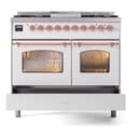 Nostalgie II 40 UPD40FNMPWHP Freestanding Dual Fuel Range with 6 Sealed Burners with Griddle Double Oven with Triple Glass Door with Copper knobs view 6