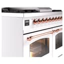 Nostalgie II 40 UPD40FNMPWHP Freestanding Dual Fuel Range with 6 Sealed Burners with Griddle Double Oven with Triple Glass Door with Copper knobs view 7
