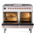 Nostalgie II 40 UPD40FNMPWHP Freestanding Dual Fuel Range with 6 Sealed Burners with Griddle Double Oven with Triple Glass Door with Copper knobs view 3