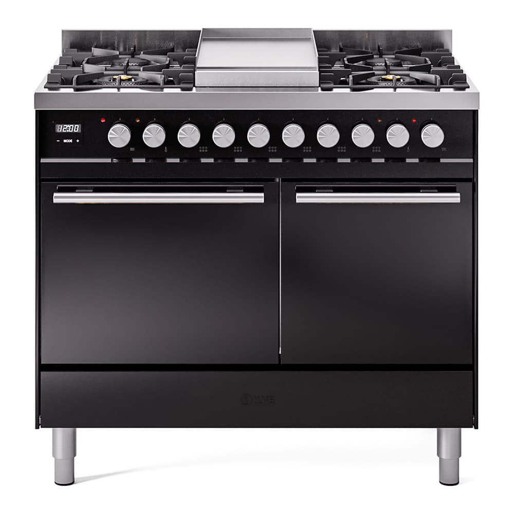 Professional Plus II 40 UPD40FQMPBK Freestanding Dual Fuel Range with 6 Sealed Burners with Griddle Double Oven with Solid Door with Stainless Steel knobs