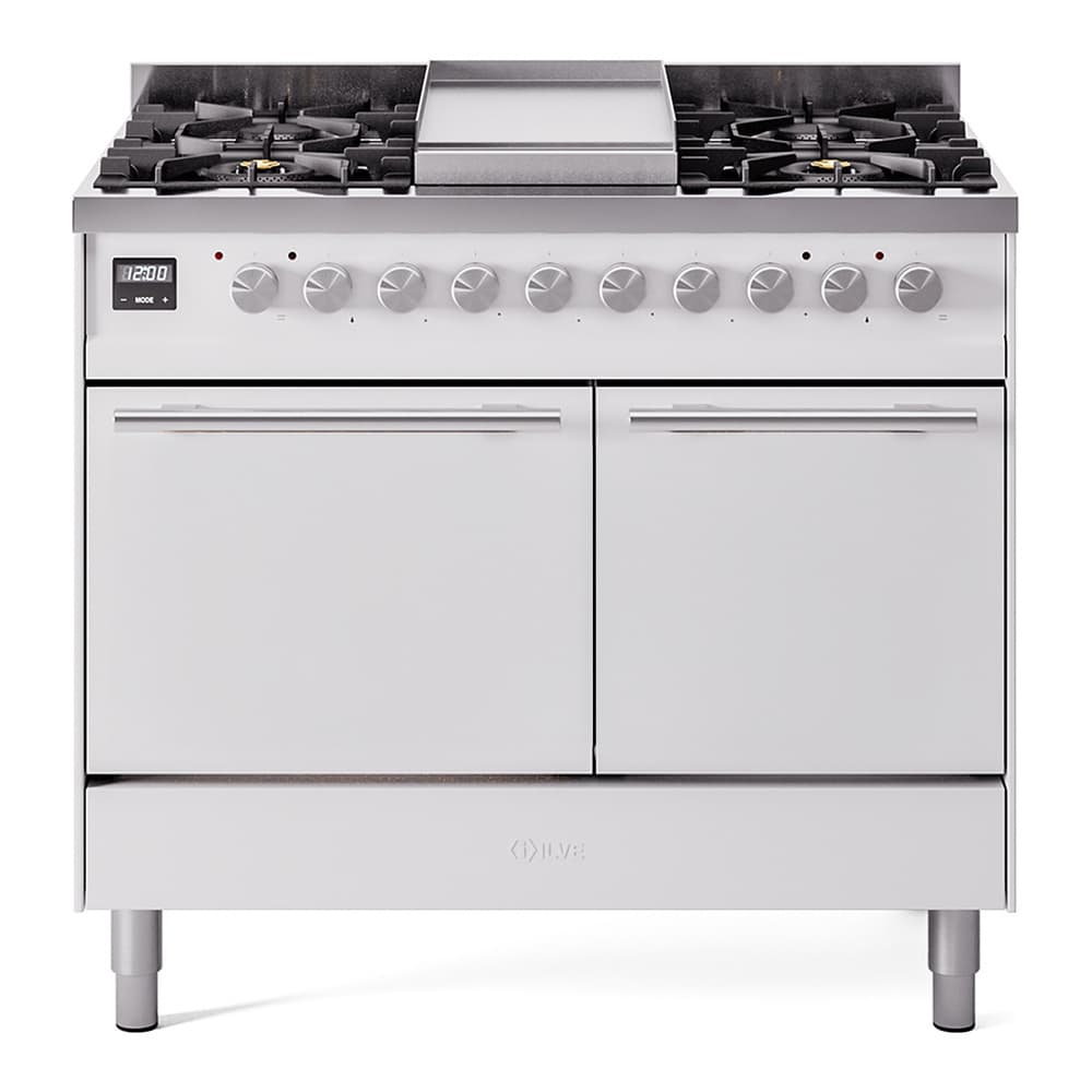 Professional Plus II 40 UPD40FQMPWH Freestanding Dual Fuel Range with 6 Sealed Burners with Griddle Double Oven with Solid Door with Stainless Steel knobs
