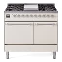 Nostalgie II 40 UPD40FQNMPAWC Freestanding Dual Fuel Range with 6 Sealed Burners with Griddle Double Oven with Solid Door with Chrome knobs view 1