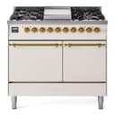 Nostalgie II 40 UPD40FQNMPAWG Freestanding Dual Fuel Range with 6 Sealed Burners with Griddle Double Oven with Solid Door with Brass knobs view 1