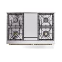 Nostalgie II 40 UPD40FQNMPAWG Freestanding Dual Fuel Range with 6 Sealed Burners with Griddle Double Oven with Solid Door with Brass knobs view 3