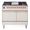 Nostalgie II 40 UPD40FQNMPAWP Freestanding Dual Fuel Range with 6 Sealed Burners with Griddle Double Oven with Solid Door with Copper knobs view 1