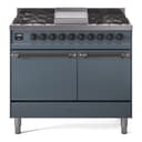Nostalgie II 40 UPD40FQNMPBGB Freestanding Dual Fuel Range with 6 Sealed Burners with Griddle Double Oven with Solid Door with Bronze knobs view 1