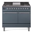 Nostalgie II 40 UPD40FQNMPBGC Freestanding Dual Fuel Range with 6 Sealed Burners with Griddle Double Oven with Solid Door with Chrome knobs view 1