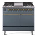 Nostalgie II 40 UPD40FQNMPBGG Freestanding Dual Fuel Range with 6 Sealed Burners with Griddle Double Oven with Solid Door with Brass knobs view 1