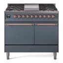 Nostalgie II 40 UPD40FQNMPBGP Freestanding Dual Fuel Range with 6 Sealed Burners with Griddle Double Oven with Solid Door with Copper knobs view 1