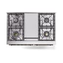 Nostalgie II 40 UPD40FQNMPBKB Freestanding Dual Fuel Range with 6 Sealed Burners with Griddle Double Oven with Solid Door with Bronze knobs view 3