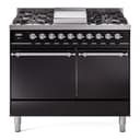 Nostalgie II 40 UPD40FQNMPBKC Freestanding Dual Fuel Range with 6 Sealed Burners with Griddle Double Oven with Solid Door with Chrome knobs view 1