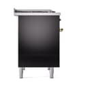 Nostalgie II 40 UPD40FQNMPBKG Freestanding Dual Fuel Range with 6 Sealed Burners with Griddle Double Oven with Solid Door with Brass knobs view 4